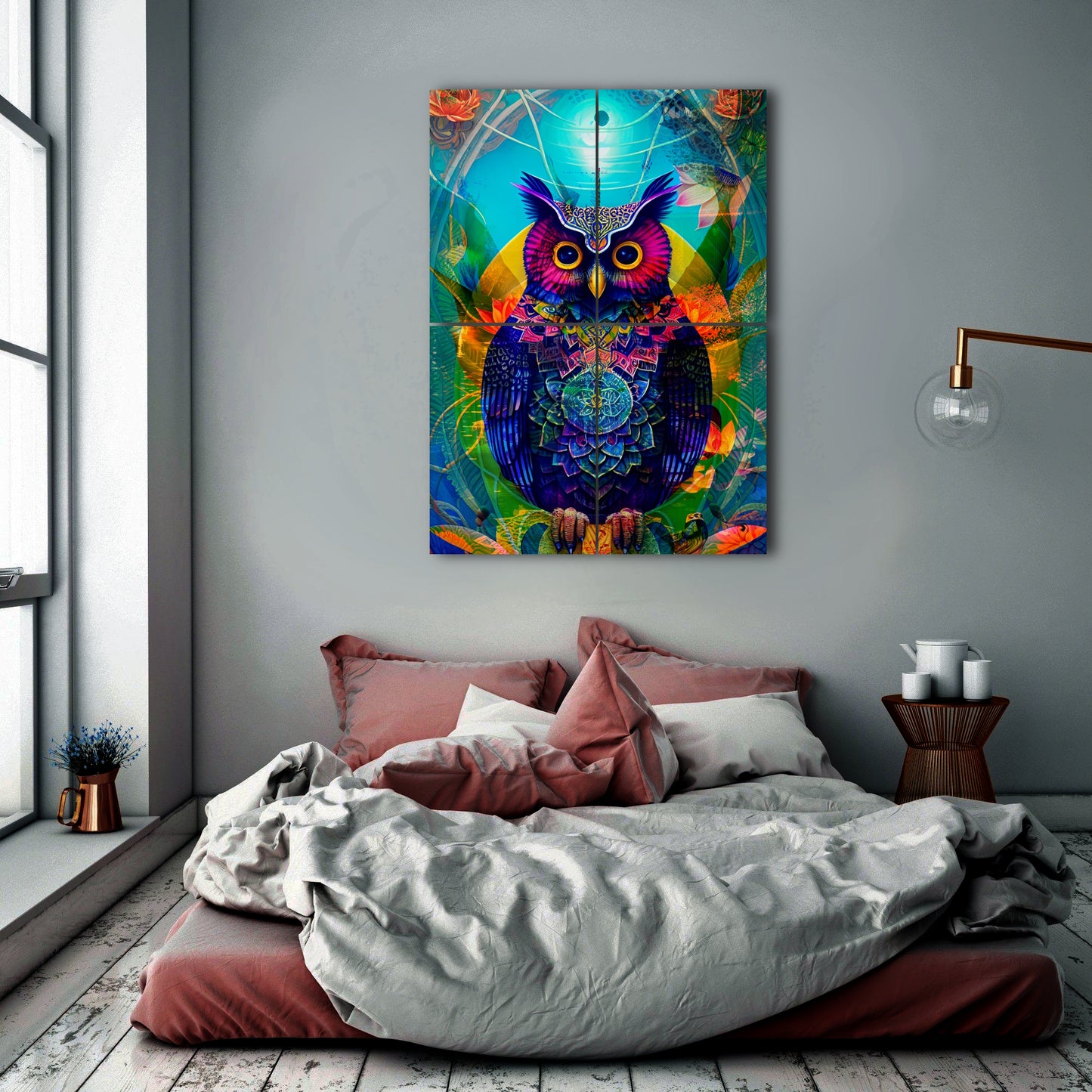 Radiant Morning Owl Psychedelic Metal Poster