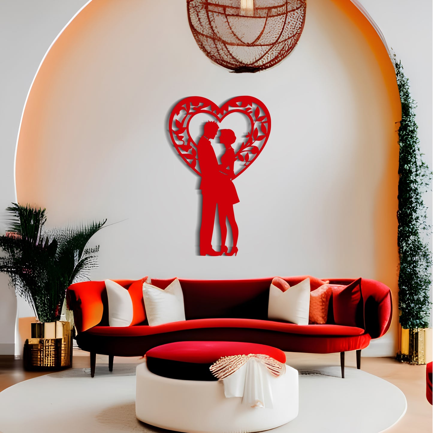 Romantic Silhouette Wall Decor with Heart