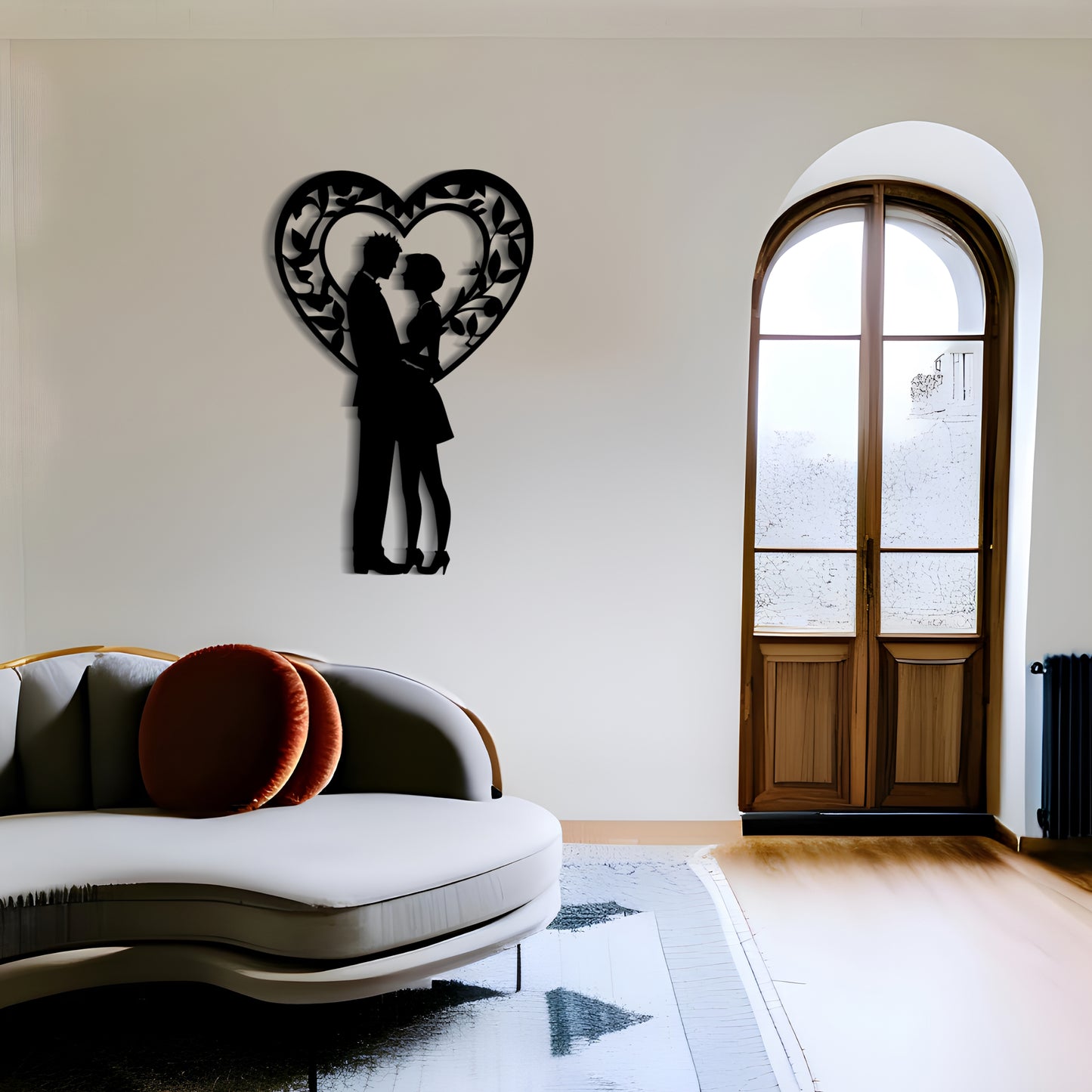 ハートのロマンチックなシルエットの壁飾り