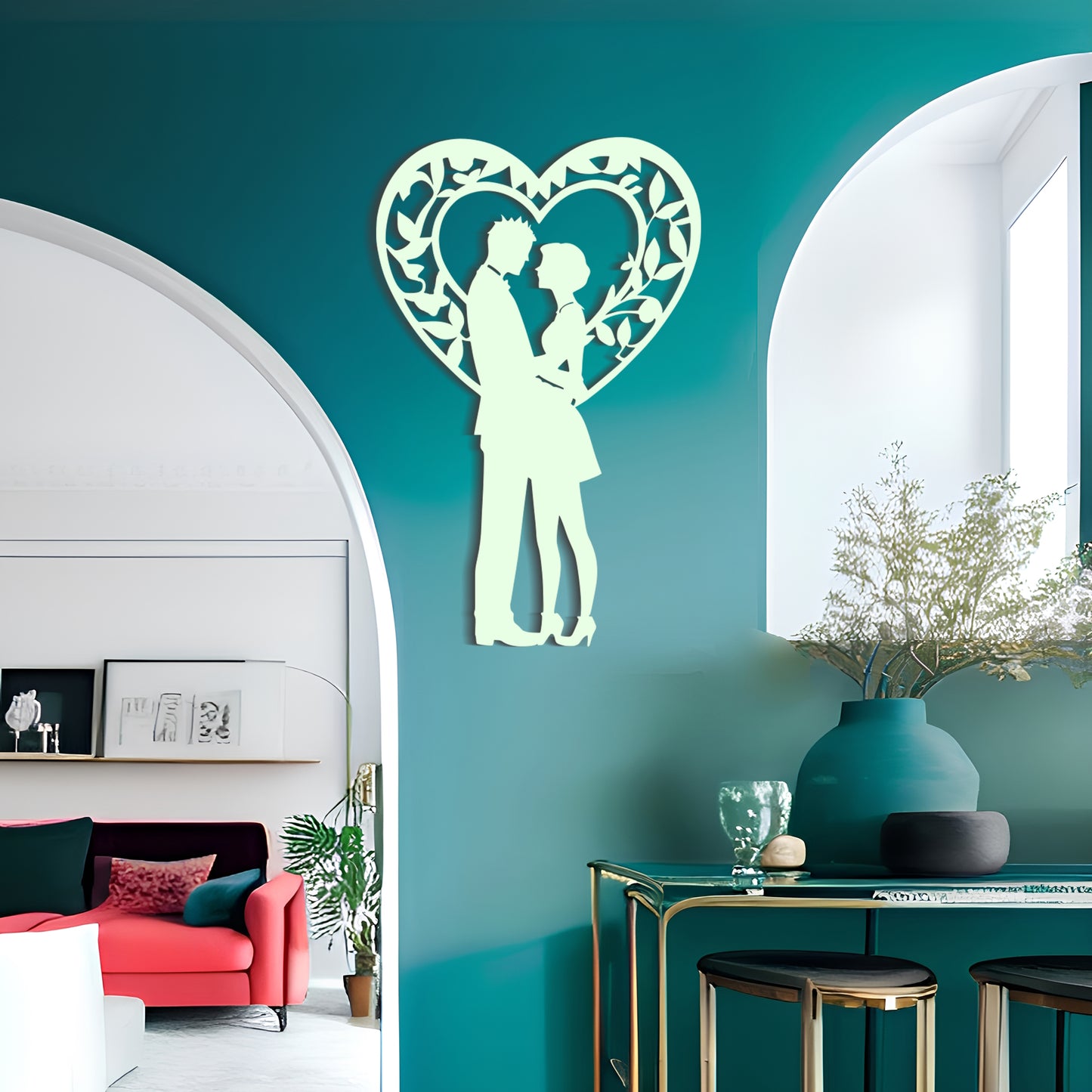 Romantic Silhouette Wall Decor with Heart