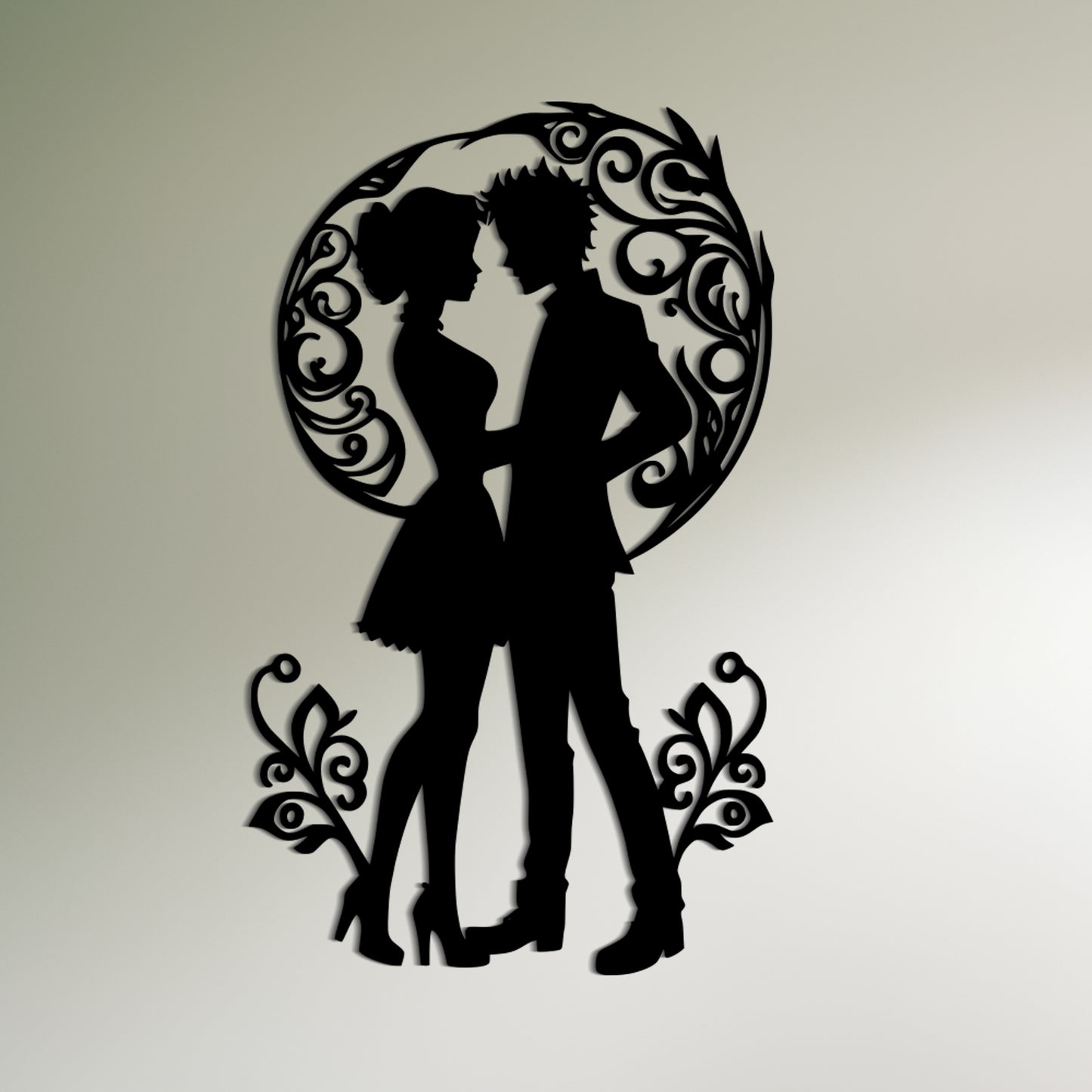 Romantic Silhouette of a Couple  Wall Decor