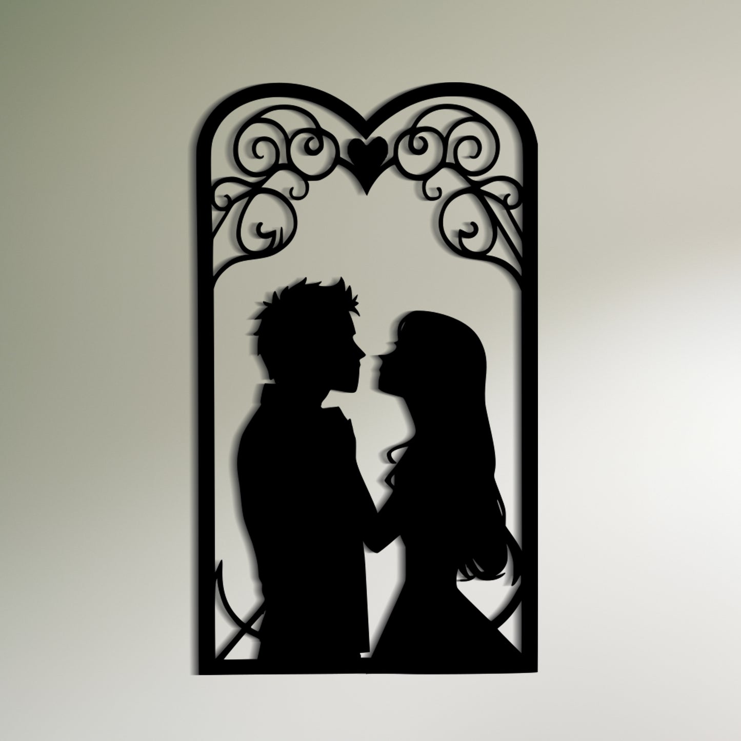 Romantic Silhouette of a Kissing Couple