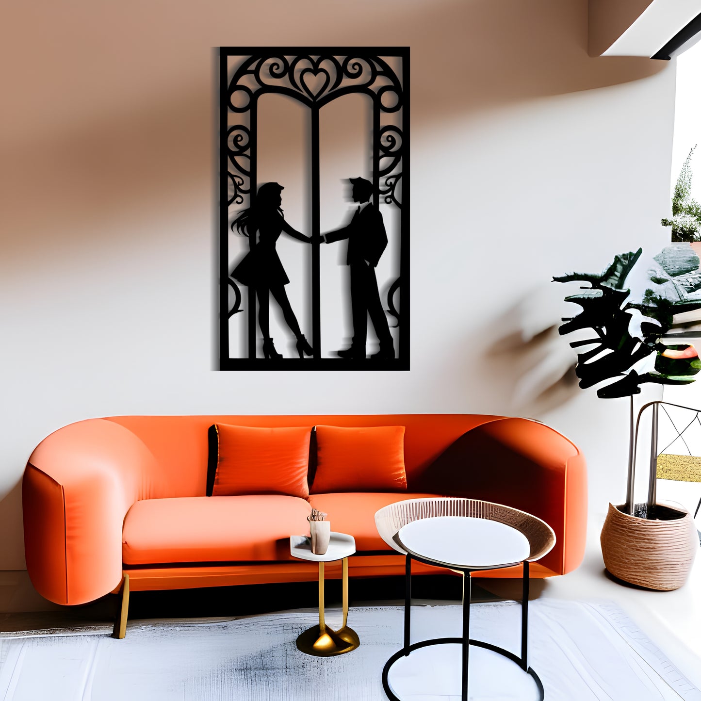 Romantic Silhouette of a Man and a Woman Wall Decor