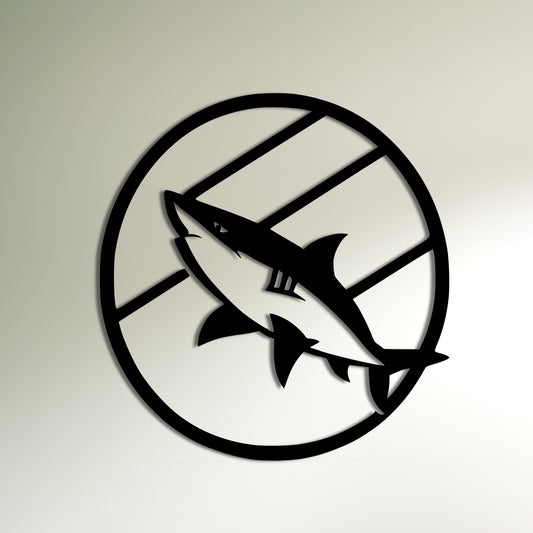 Shark Attack Circle: Metal Wall Art Inspired