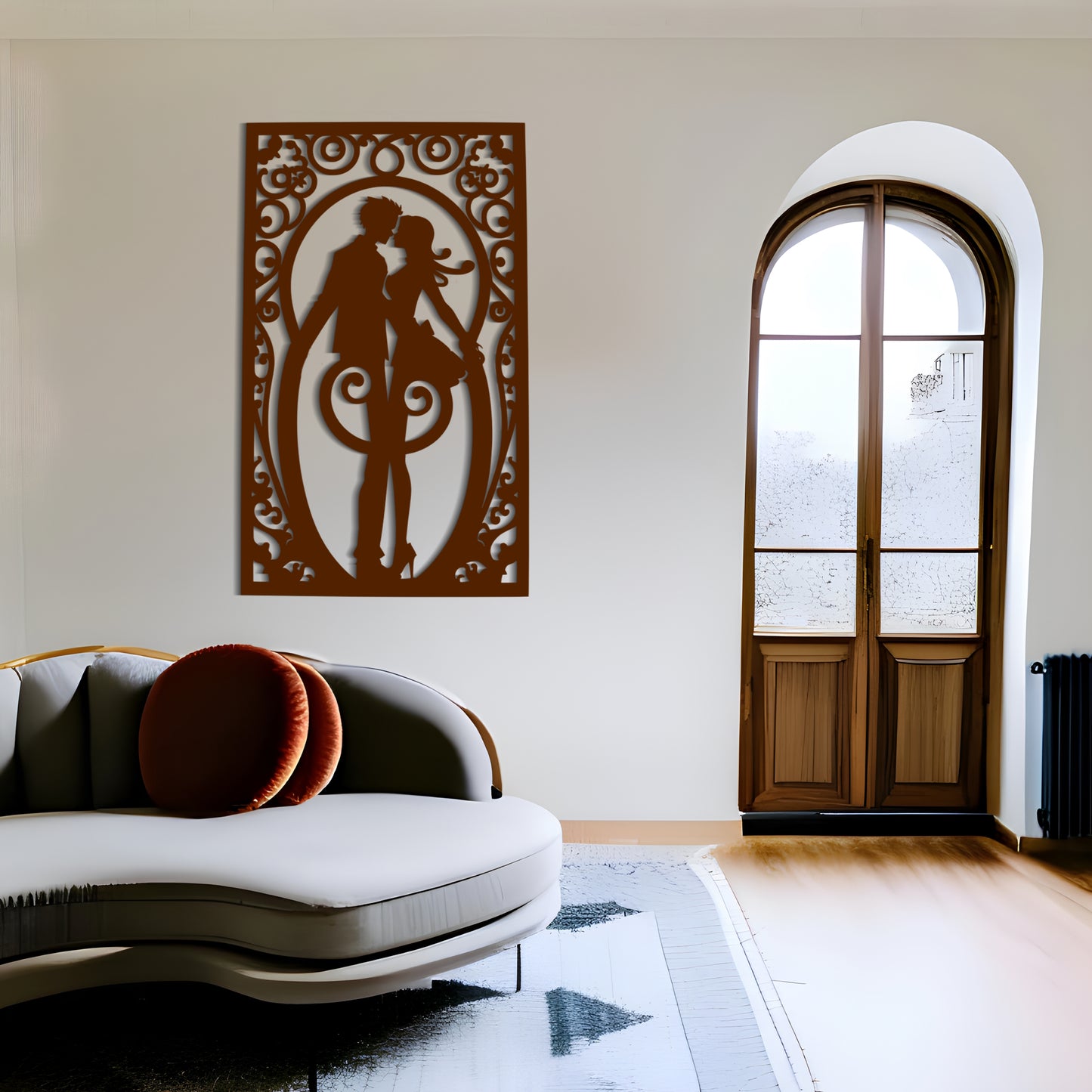 Silhouette of Man and Woman Kissing Wall Decor