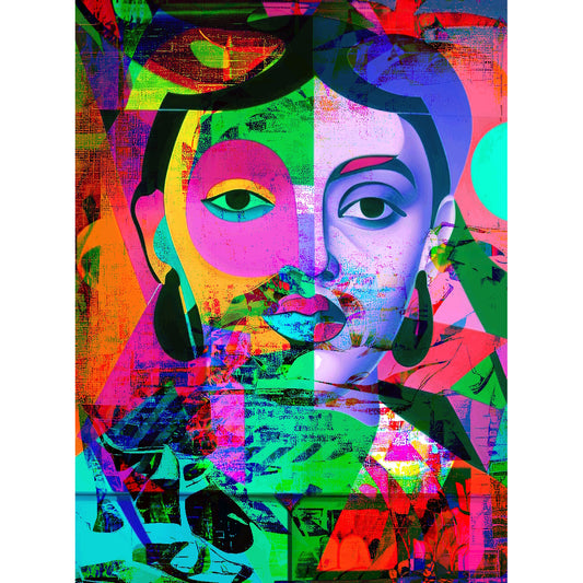 Innocence in Color: Abstract Portrait of a Woman Metal Poster