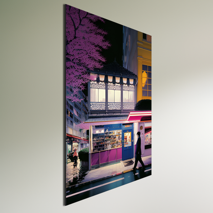 日本のストリートサイバーパンクスタイルメタルポスター