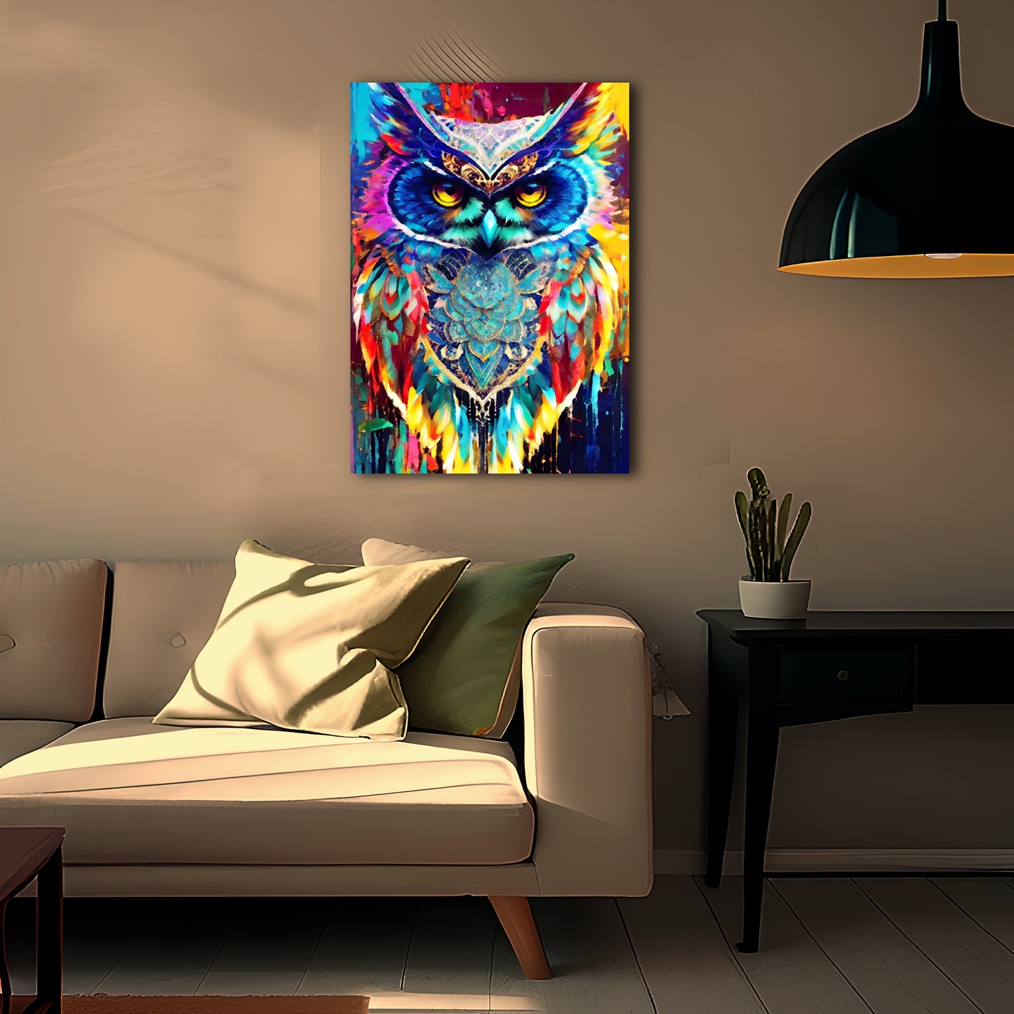 Symmetric Owlscape Metal Poster