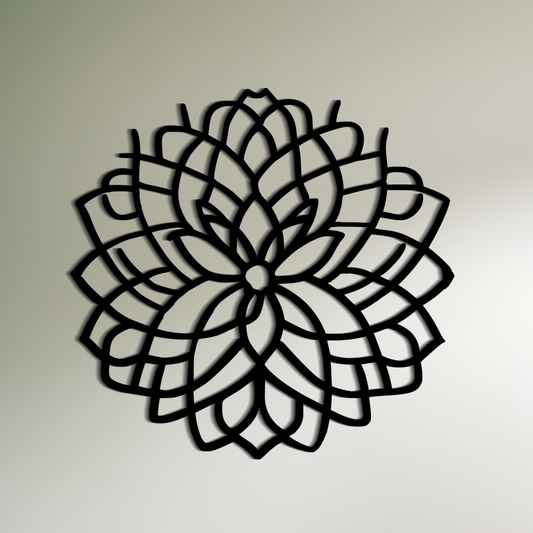 対称的な菊の波紋ウォールアート