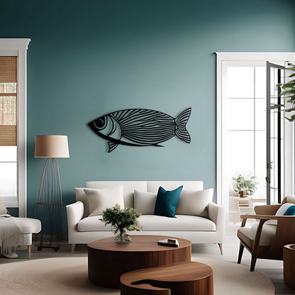 Symmetrical Fish Line Art Metal Wall Art Decor