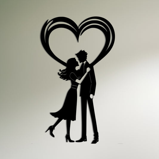 Symmetrical Kissing Couple Metal Wall Art Romantic Home Decor