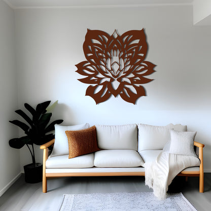 対称的な蓮の花のウォールアート