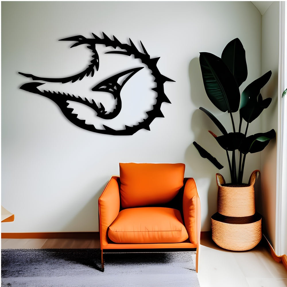 Tribal Flying Lizard Skeleton Metal Wall Art