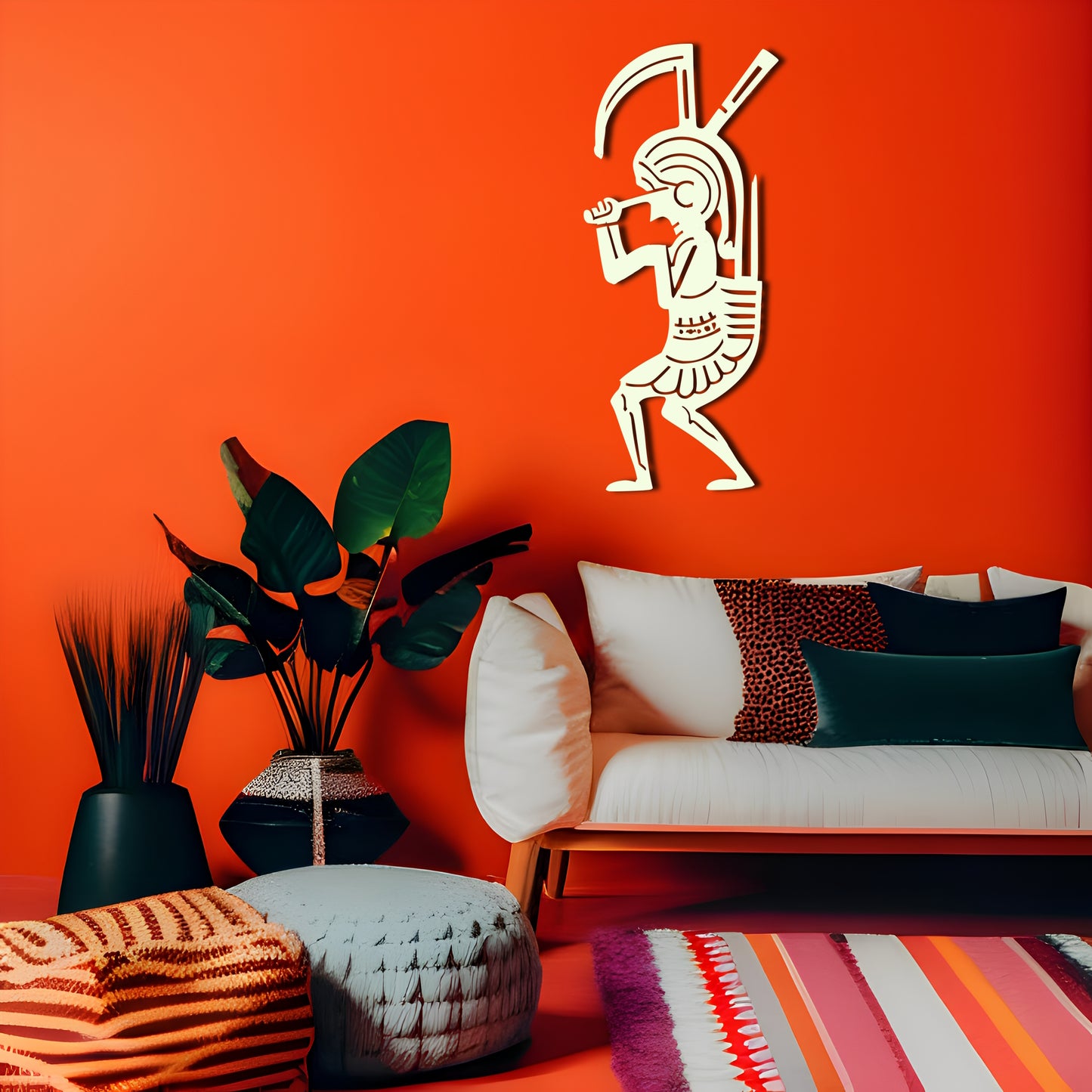 Tribal Kokopelli Playing Flute Metal Wall Art