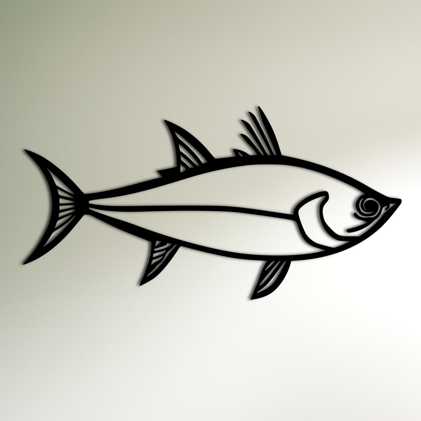 マグロ フィッシュ ライン アート - 釣り愛好家のためのユニークなメタル ウォール アート