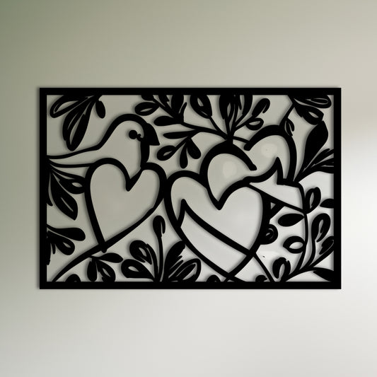 Two Hearts in Flight Metal Wall Art