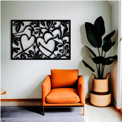 Two Hearts in Flight Metal Wall Art