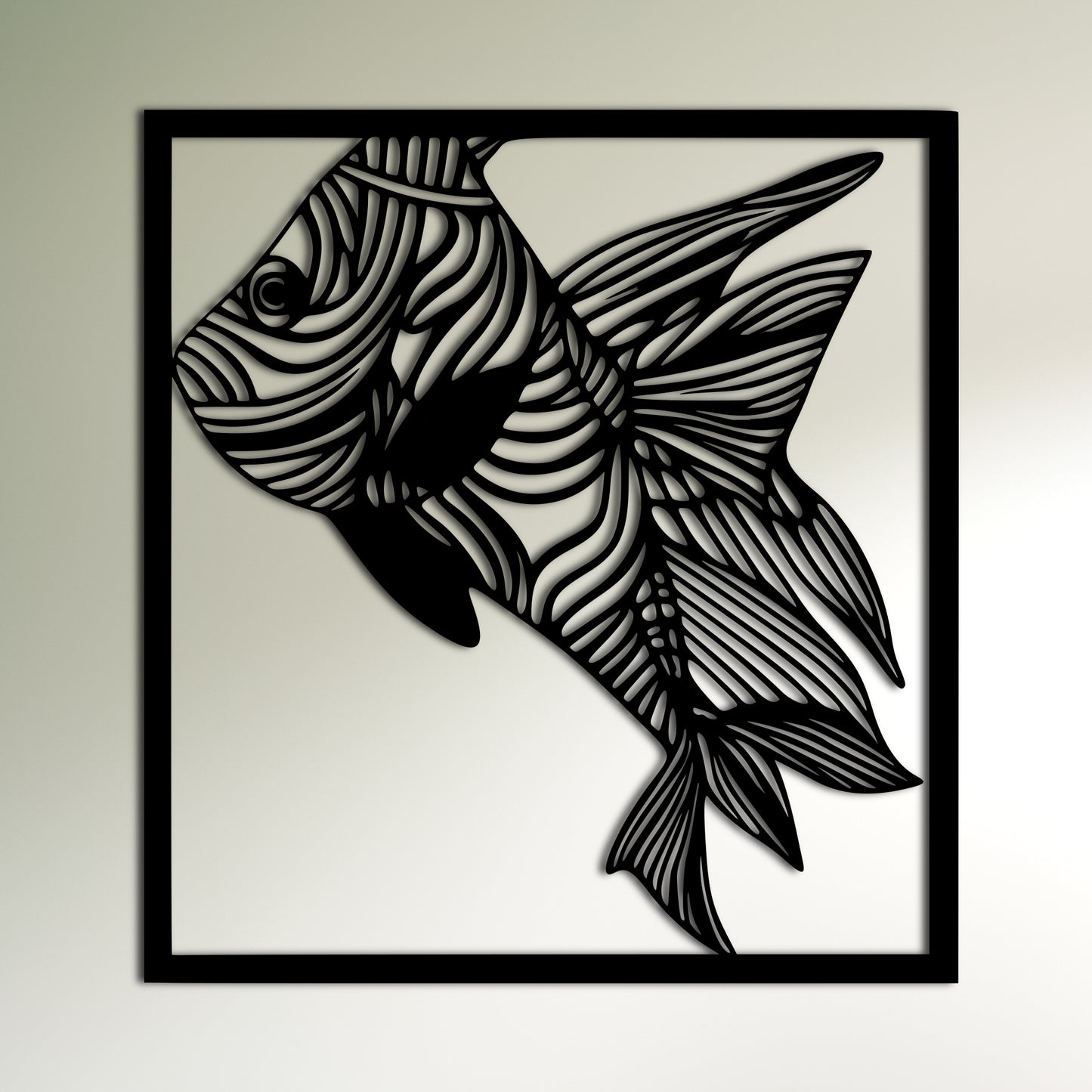 Zebra Pattern Siamese Fighting Fish Metal Wall Art