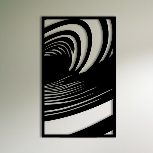 抽象的なランダム波とサイドスリップ波メタルウォールアート