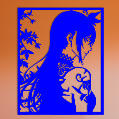 葉を持つ気まぐれなアニメの女の子メタルウォールアート
