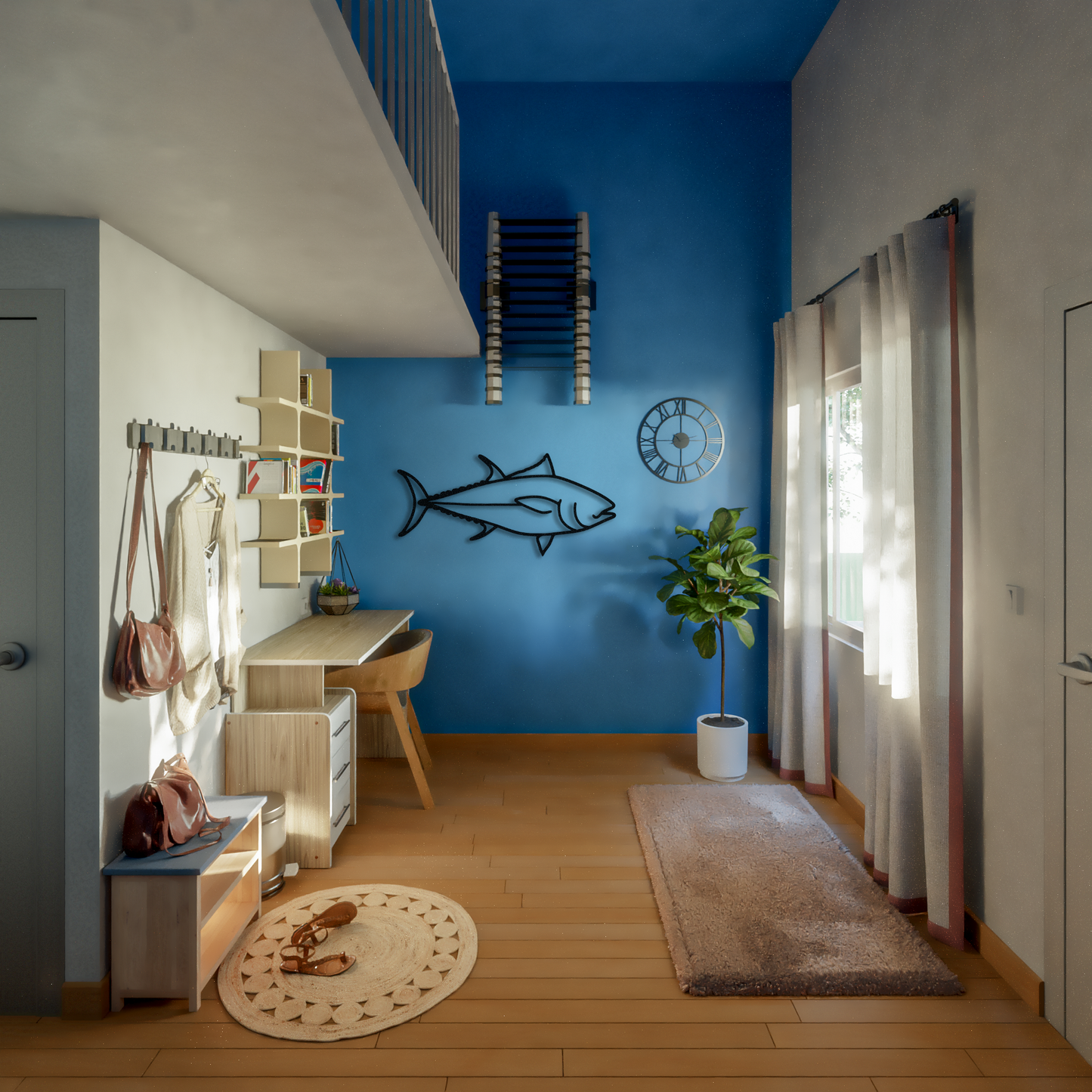 טונה כחולה סנפיר מתכת אמנות קיר