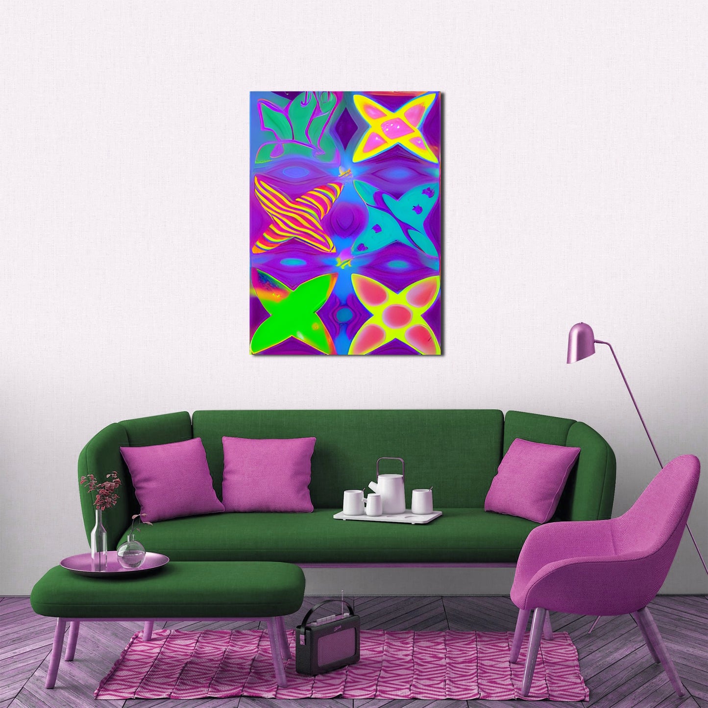 Rainbow Chaos Abstraction Indie Aesthetic Metal Poster