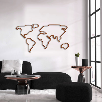 Grande décoration murale en métal avec carte du monde