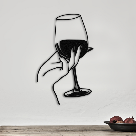 חובבת יין ליידי יד מתכת עיצוב קיר