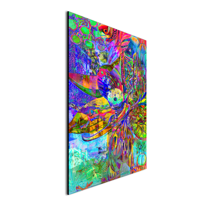 Flourishing Garden with Winged Octopus Metal Poster