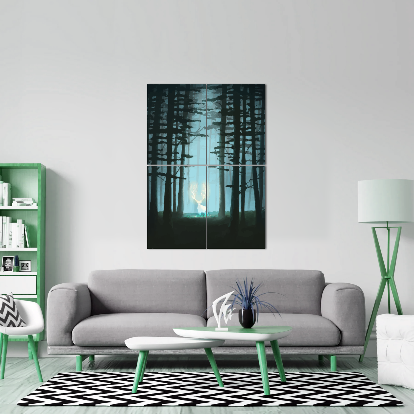 Magical Deer In Forest Metal Poster