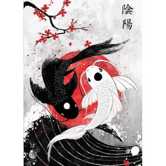 Koi Fish Yin Yang Metal Poster