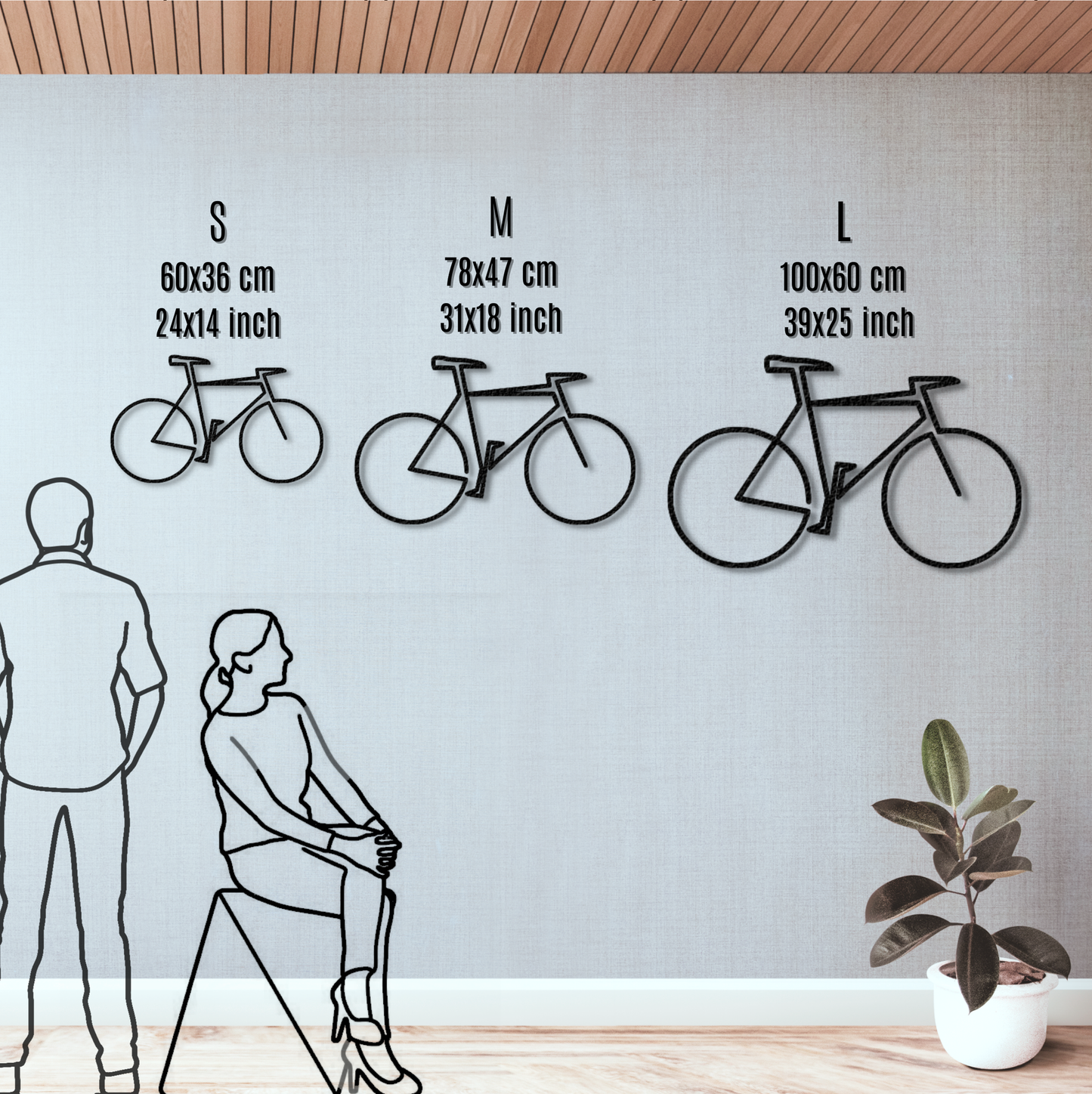 אופניים מתכת קיר אמנות
