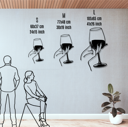 Décoration murale en métal pour femme amateur de vin