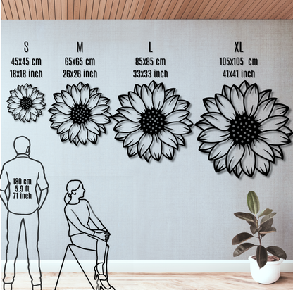 Modern Sunflower Metal Wall Art
