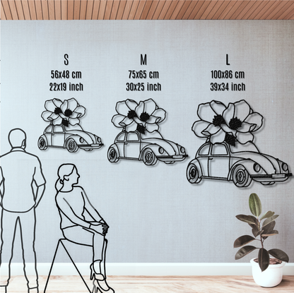 Mur en métal de silhouette de voiture de coléoptère