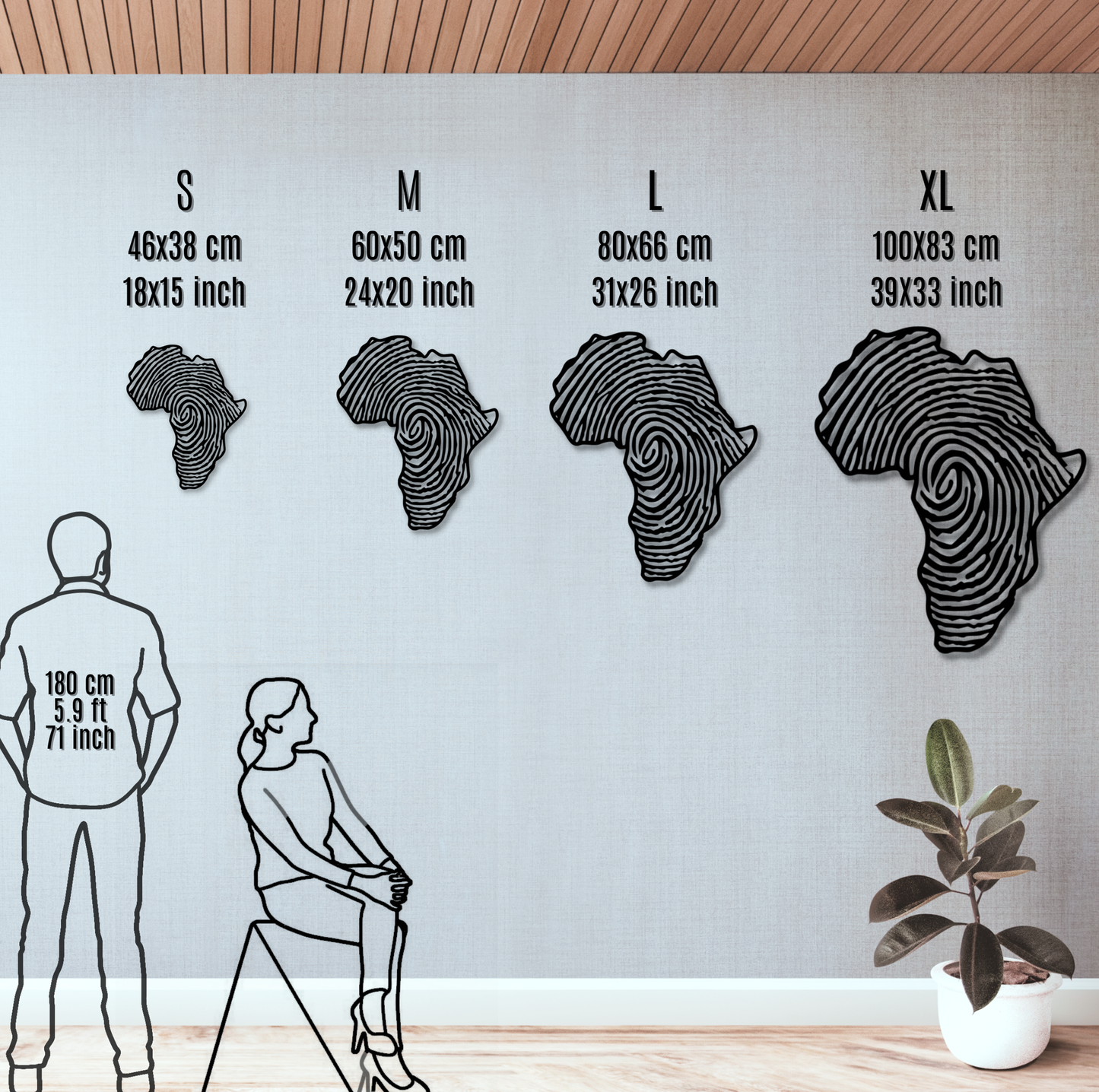טביעת אצבע אפריקה מתכת קיר אמנות