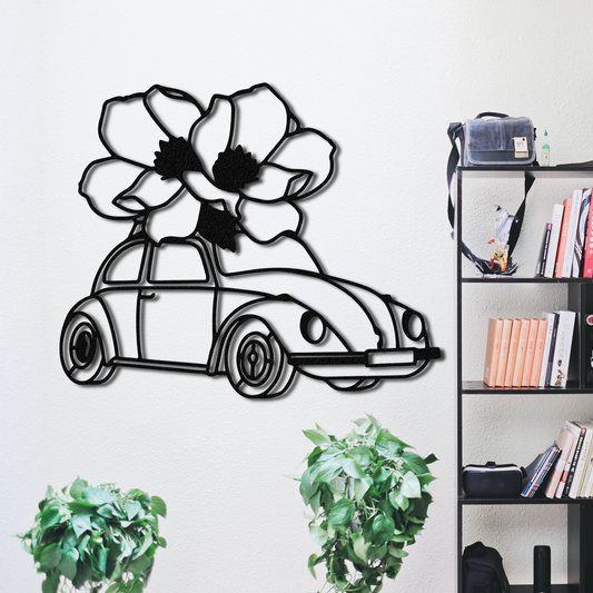 Beetle Car Silhouette Metal Wall