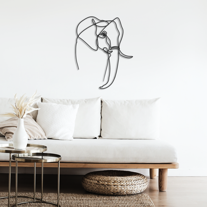 Elephant Line Metal Wall Art