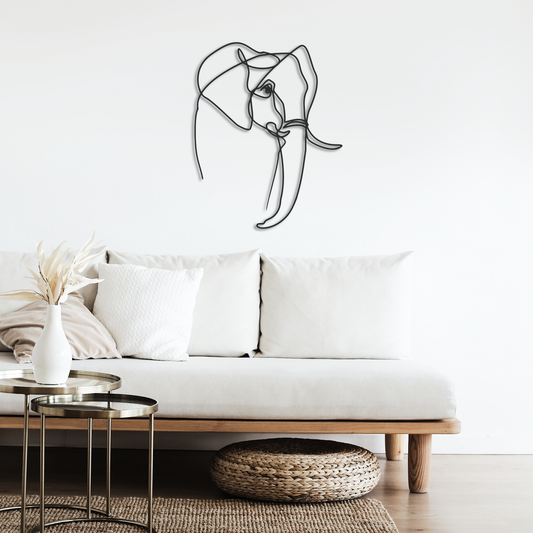 Elephant Line Wandkunst aus Metall